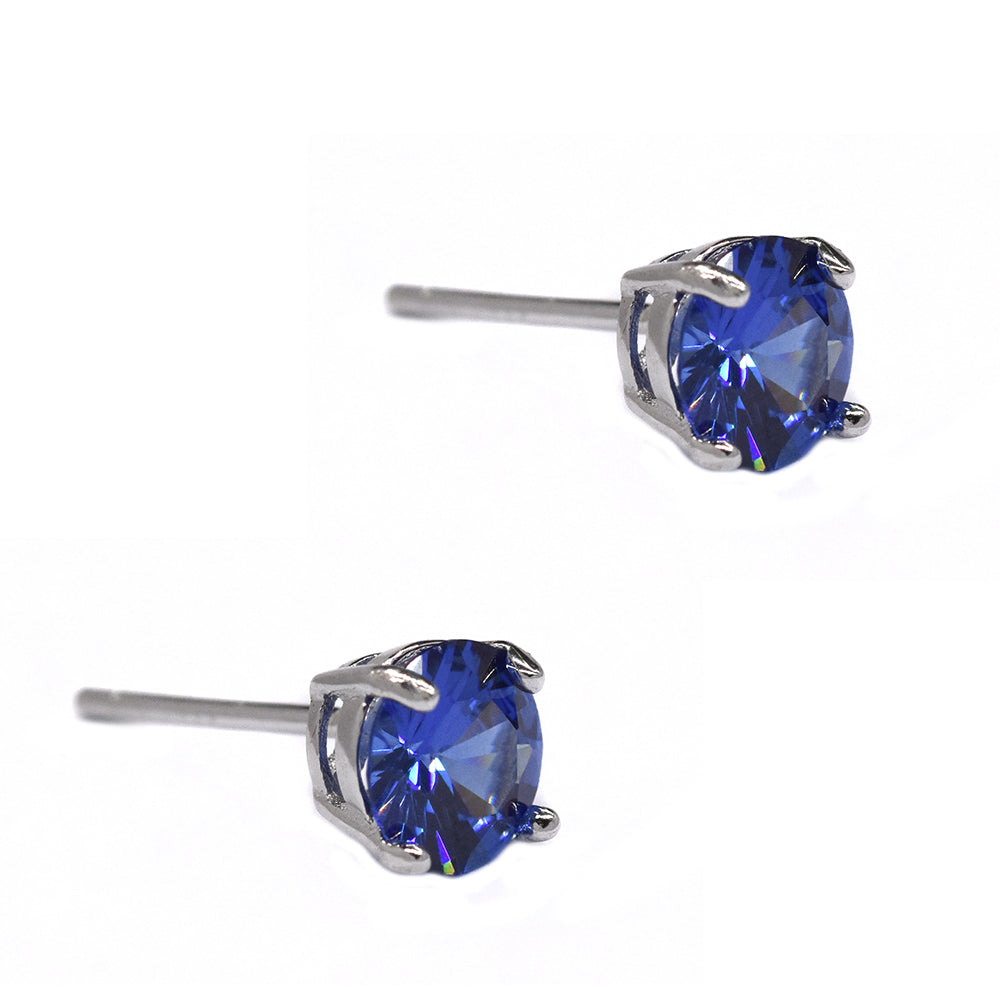 925 Silver cubic zirconia 6mm 4claw stud