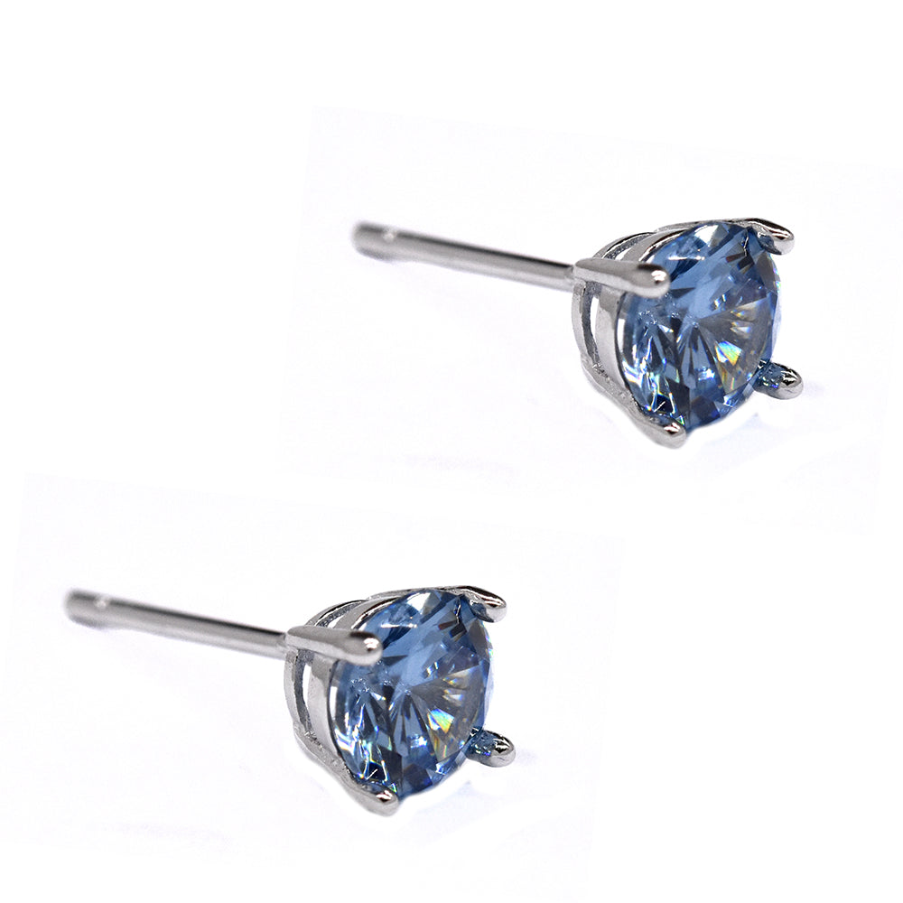 925 Silver cubic zirconia 6mm 4claw stud