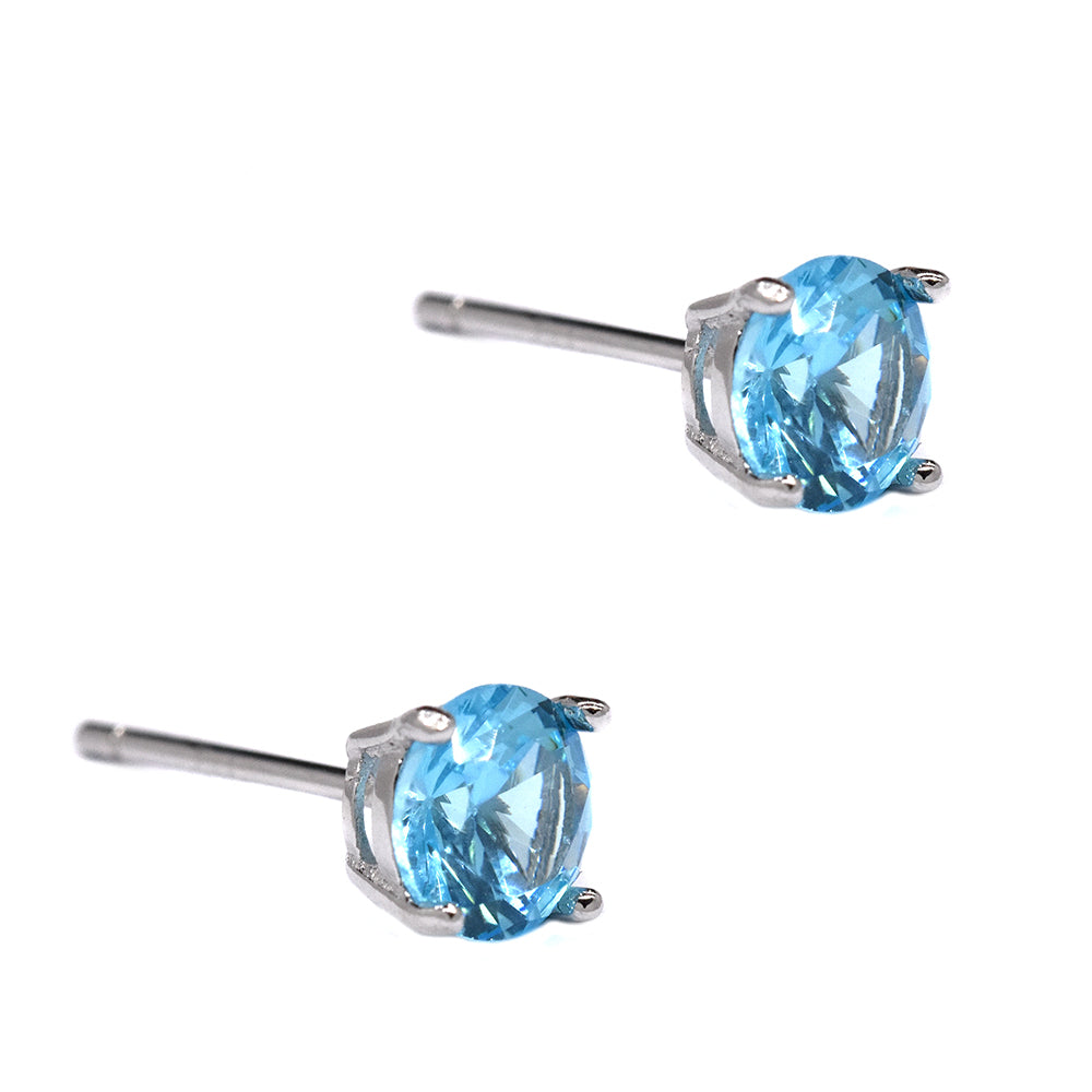 925 Silver cubic zirconia 6mm 4claw stud - SME2514