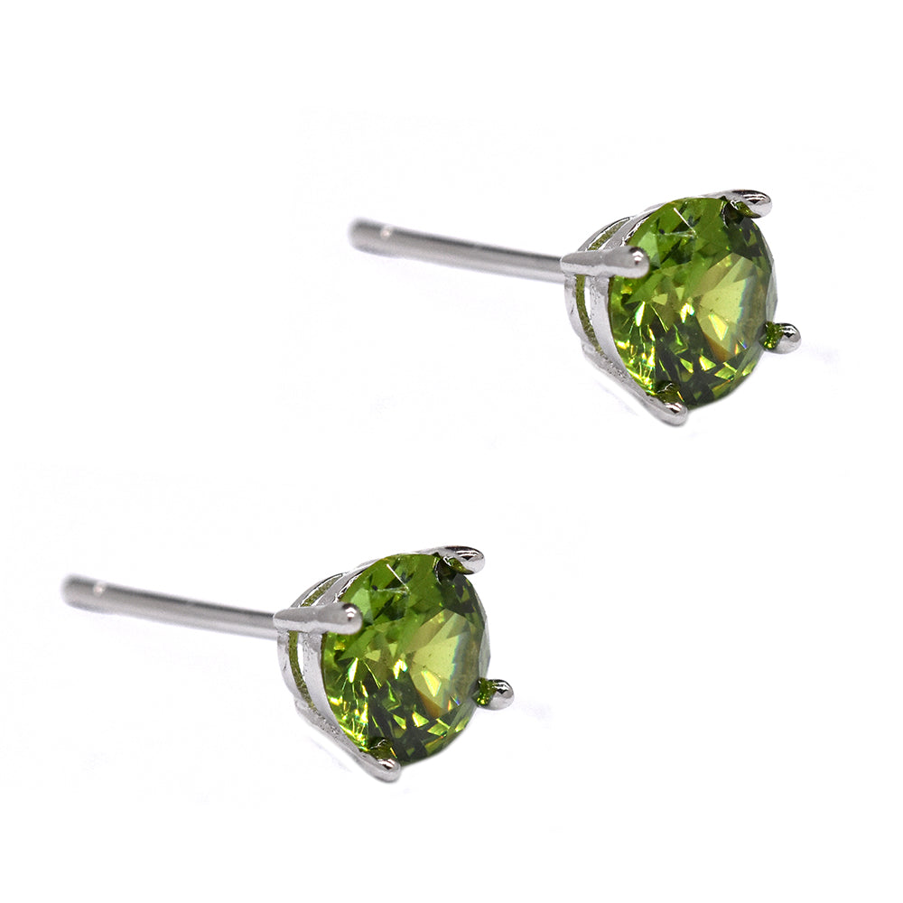 925 Silver cubic zirconia 6mm 4claw stud