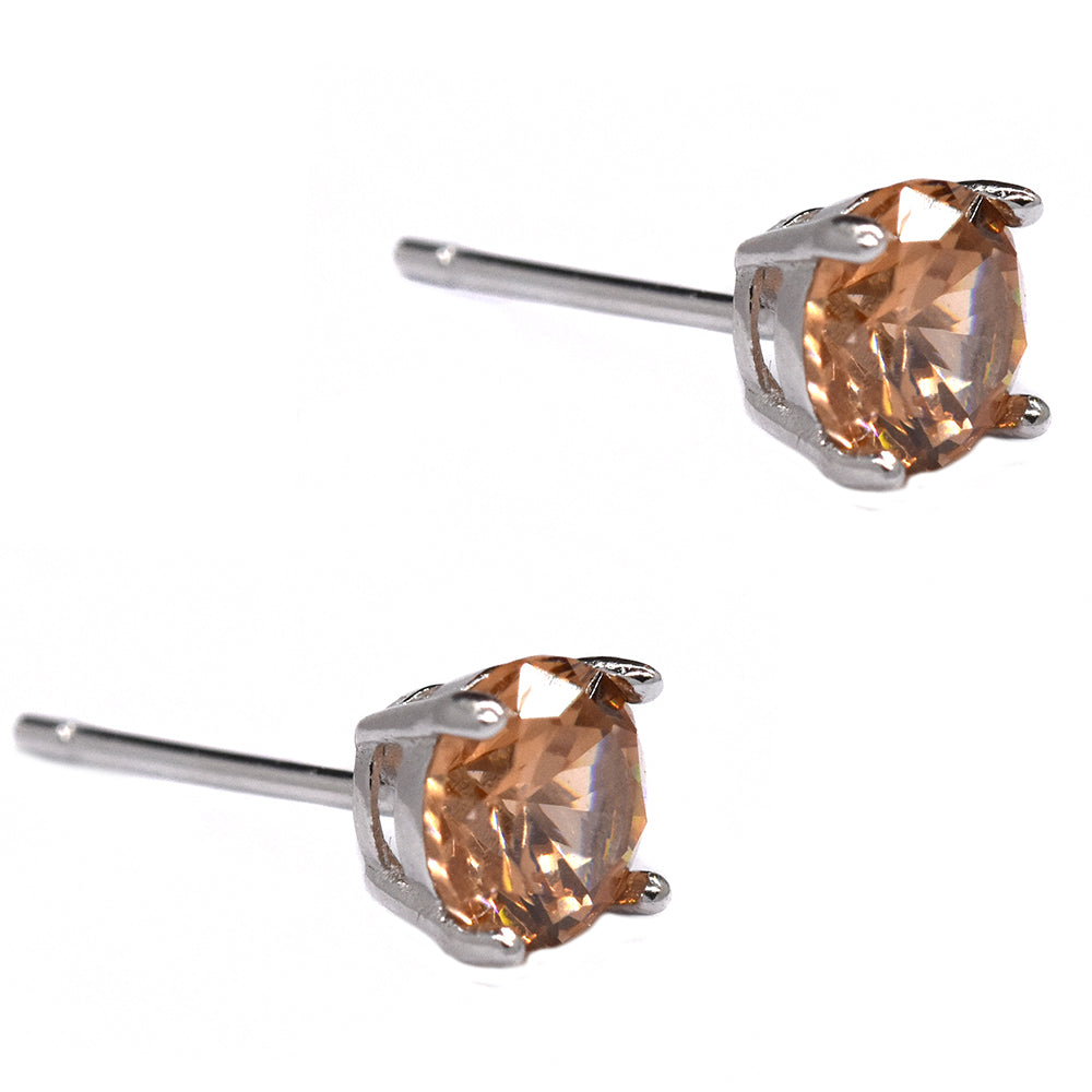 925 Silver cubic zirconia 6mm 4claw stud - SME2514