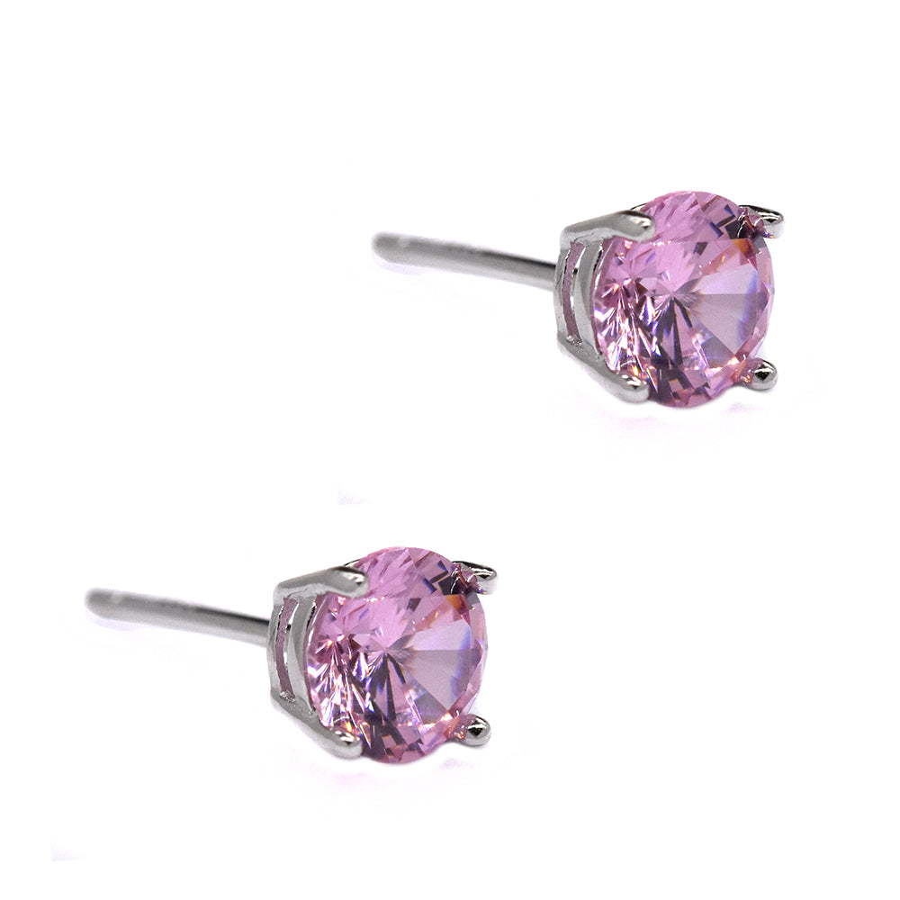 925 Silver cubic zirconia 6mm 4claw stud - SME2514