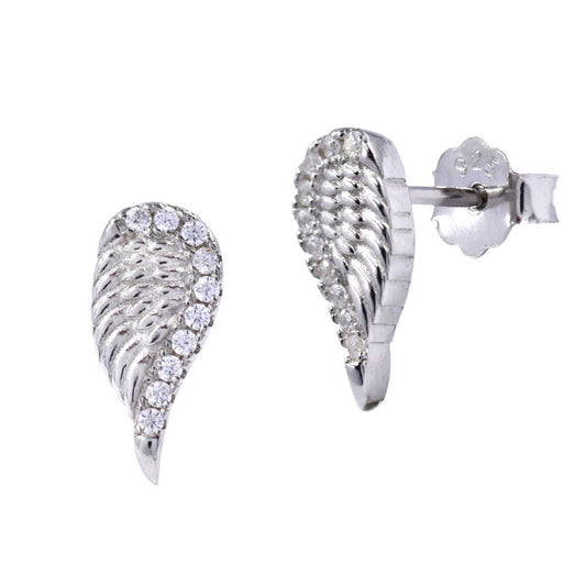 925 Silver cubic zirconia angel wing stud earring - SME2821
