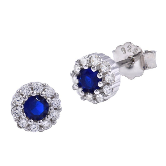 925 Silver scalloped cubic zirconia stud earring - SME2822