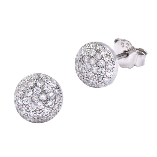 925 Silver round pave cubic zirconia stud earring - SME2824