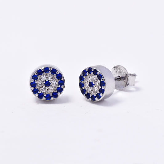 925 Silver blue and white stone stud earrings