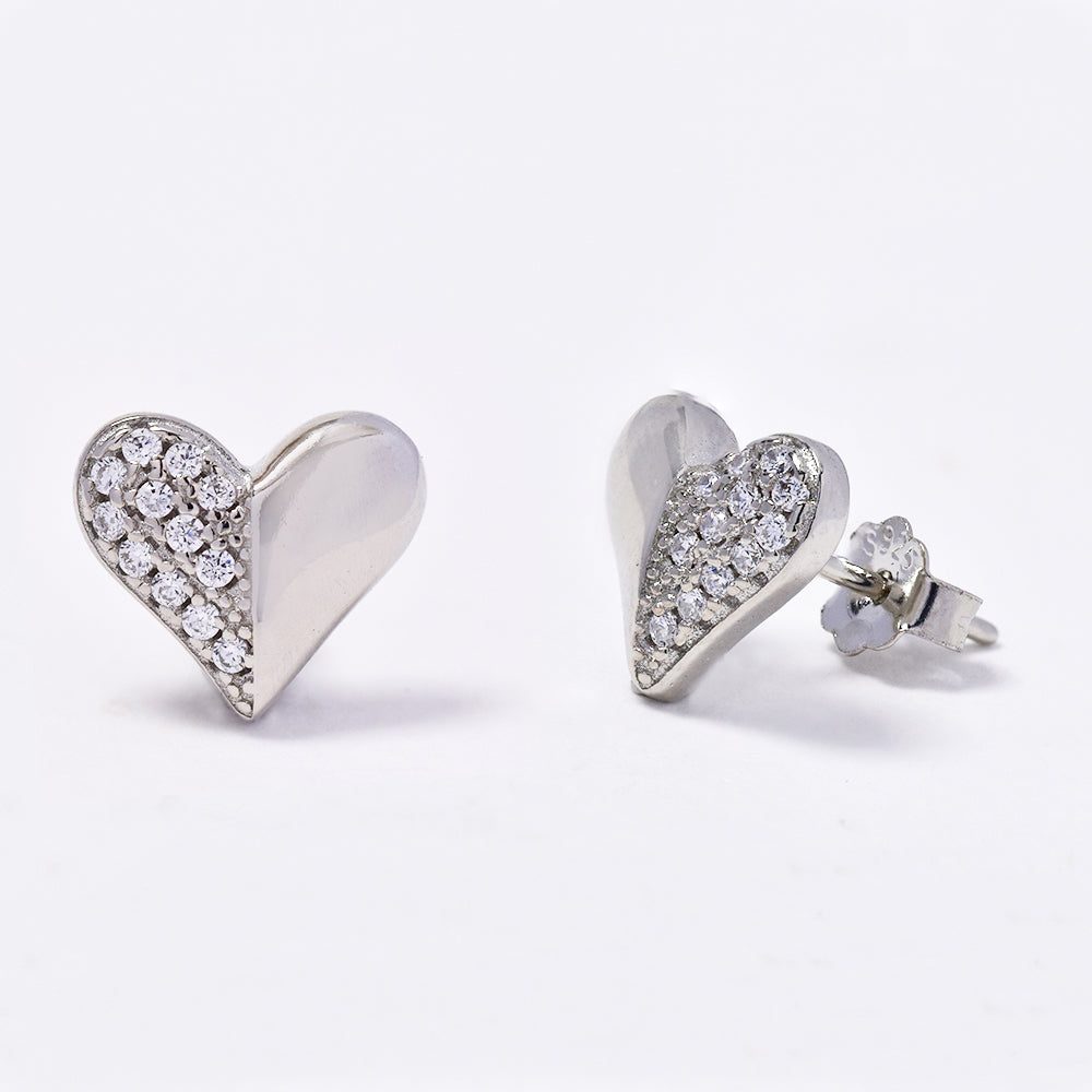 SME2962 - 925 Silver half CZ stud earrings