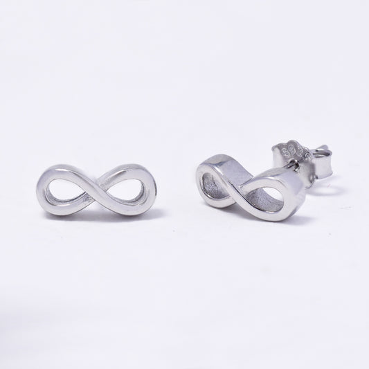 925 Silver plain infinity stud earrings