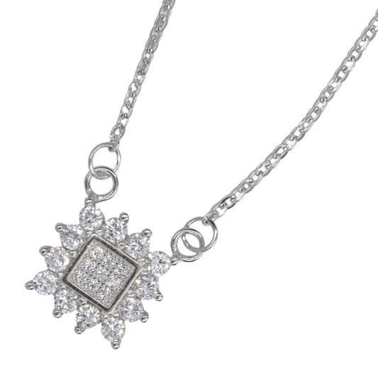 925 Silver square cubic zirconia necklace - SMN2508
