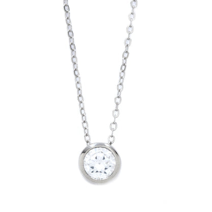 SMN2917 - 925 Silver Cubic zirconia Tube Necklace