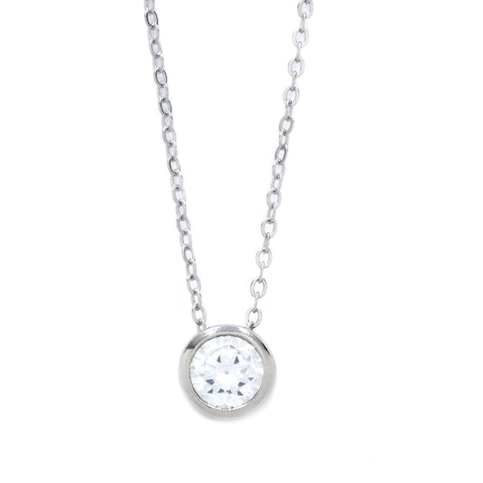 SMN2917 - 925 Silver Cubic zirconia Tube Necklace