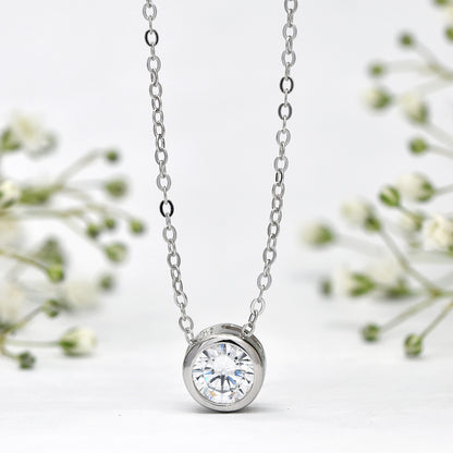 SMN2917 - 925 Silver Cubic zirconia Tube Necklace