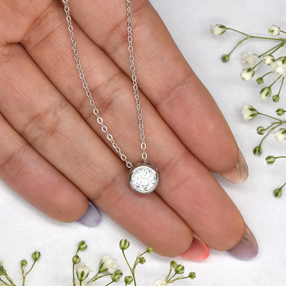 SMN2917 - 925 Silver Cubic zirconia Tube Necklace