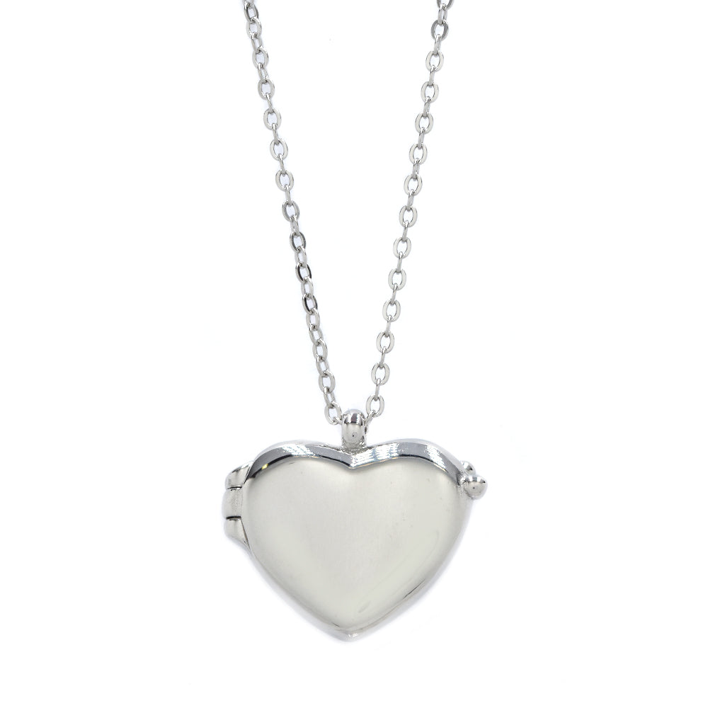 925 Silver heart locket necklace, 42cm chain + 3cm extension