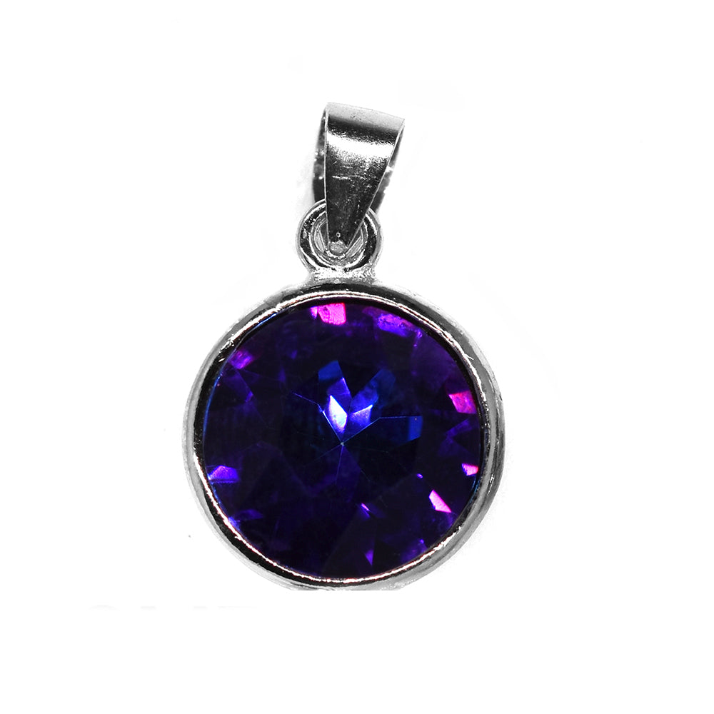 925 silver round cubic zirconia stone pendant - SMP2512