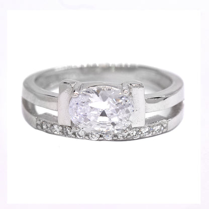925 Silver oval on side Cubic zirconia ring - SMR2555