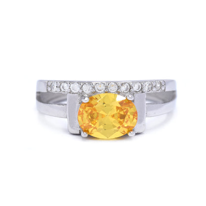 925 Silver oval on side Cubic zirconia ring - SMR2555