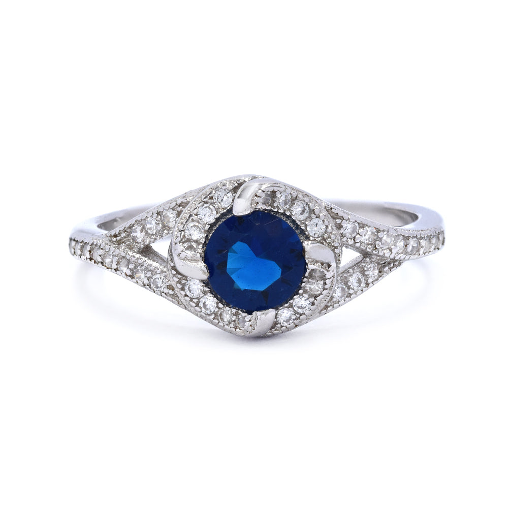 925 Silver twist halo Cubic zirconia ring - SMR2924