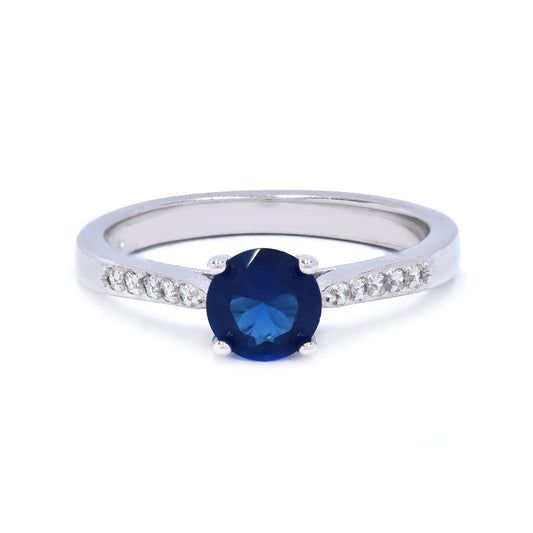 925 Silver round Cubic zirconia 6mm 4claw ring - SMR2926