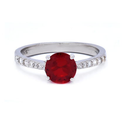 925 Silver round Cubic zirconia 7mm 4claw ring - SMR2927