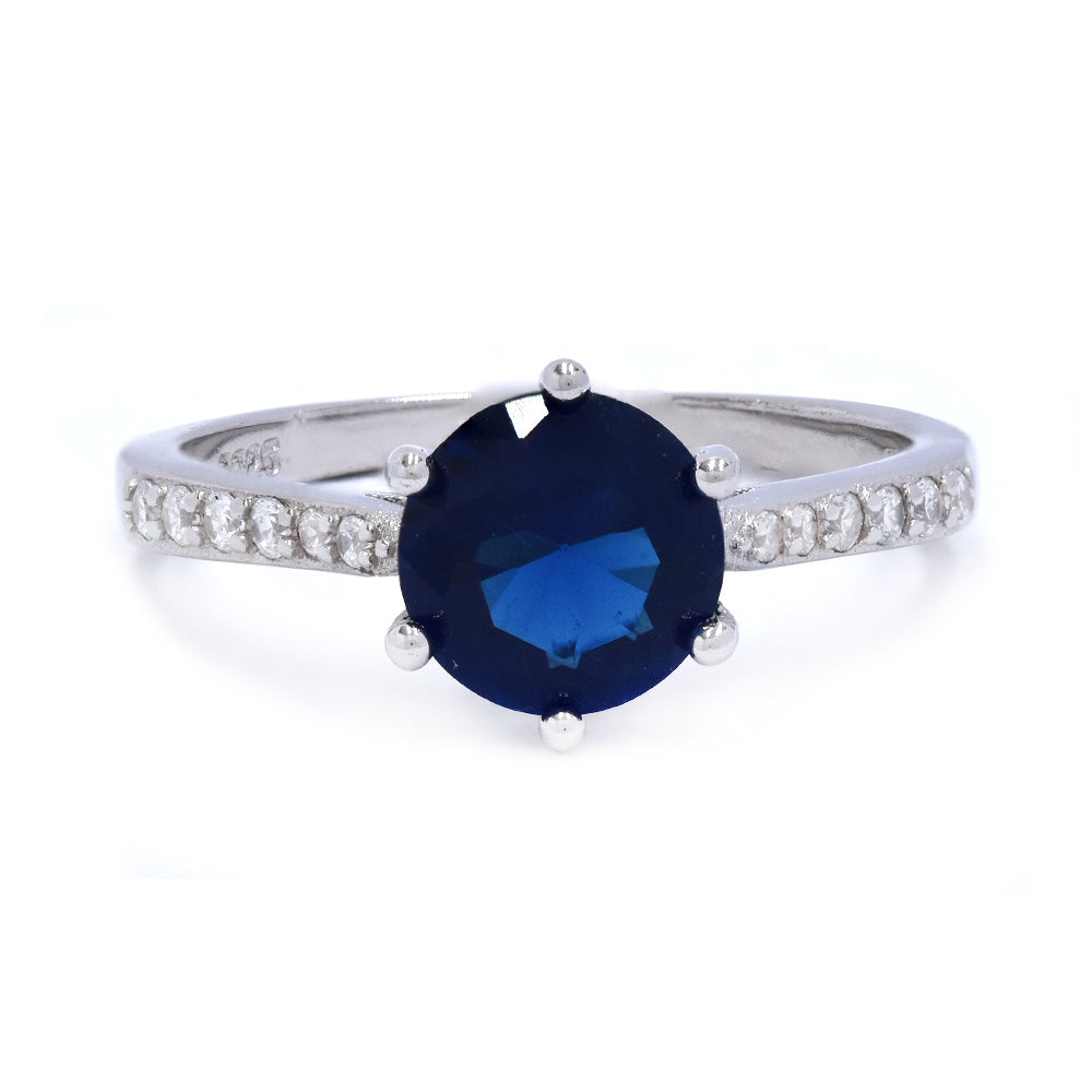 925 Silver round Cubic zirconia 6 claw ring - SMR2928