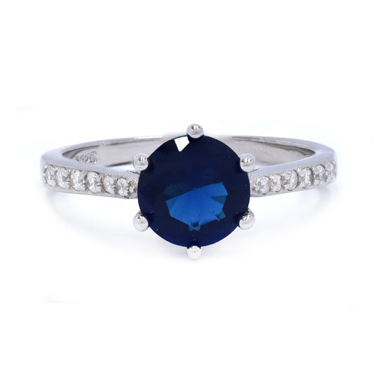 925 Silver round Cubic zirconia 6 claw ring - SMR2928
