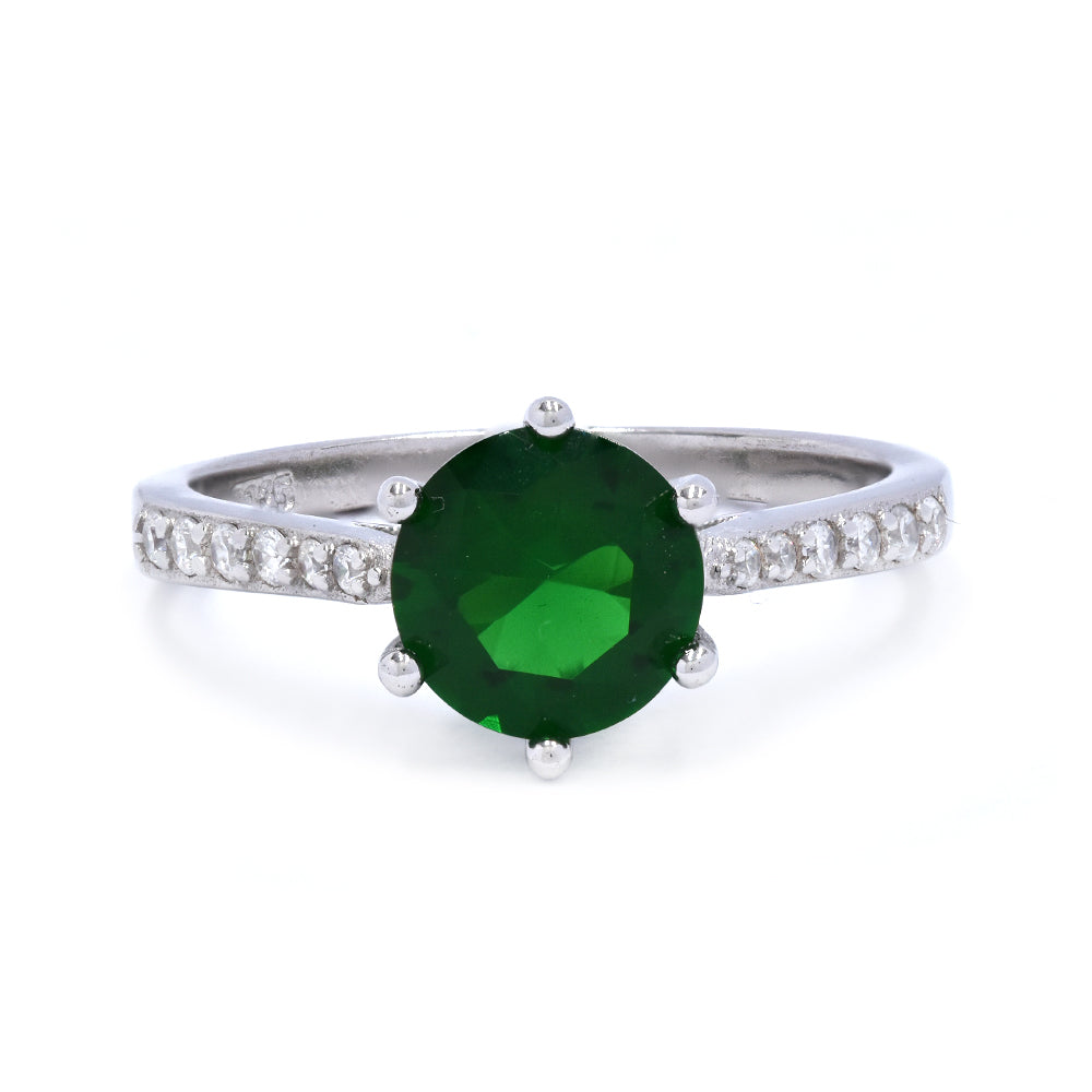 925 Silver round Cubic zirconia 6 claw ring - SMR2928