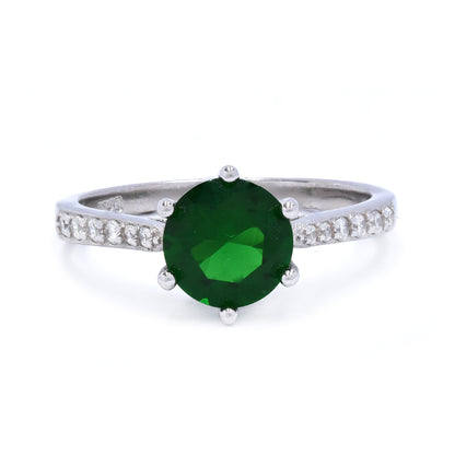 925 Silver round Cubic zirconia 6 claw ring - SMR2928