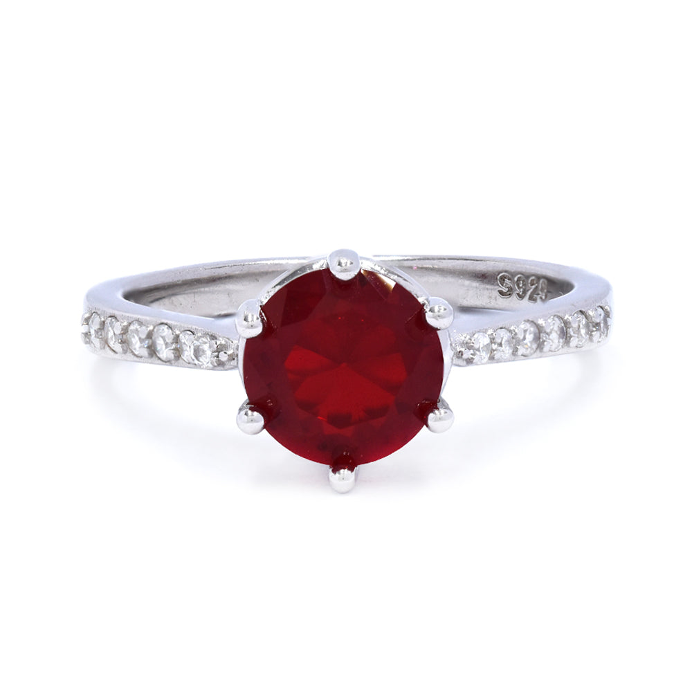 925 Silver round Cubic zirconia 6 claw ring - SMR2928