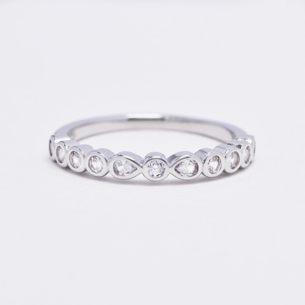 925 Silver cubic zirconia full round tube set eternity ring