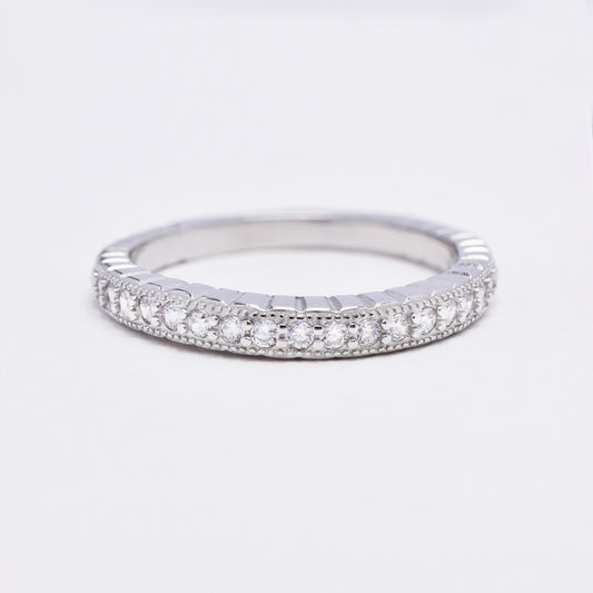 925 Silver cubic zirconia 3/4 way round eternity ring