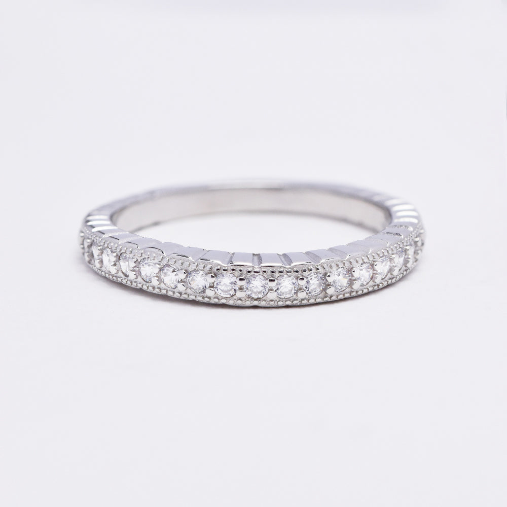 925 Silver cubic zirconia 3/4 way round eternity ring