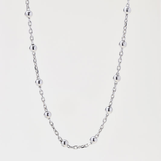 925 Silver ball and chain link necklace 40 cm in length plus 5cm extension