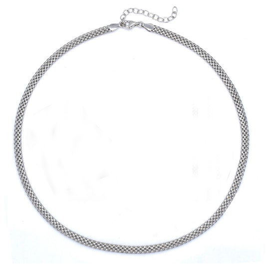 925 Silver flat mesh necklace Length: 37cm Extension: 4cm Width: 4mm