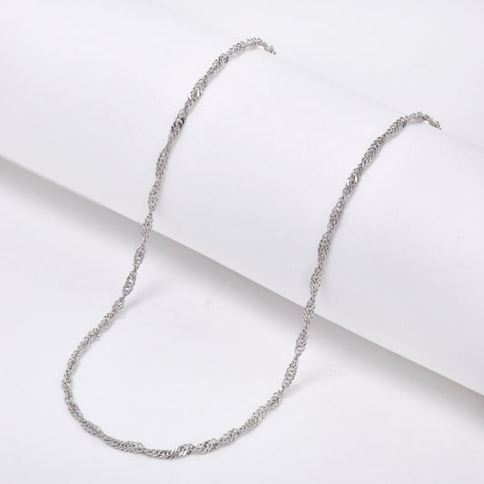 925 Silver rhodium plated 40cm twisted chain