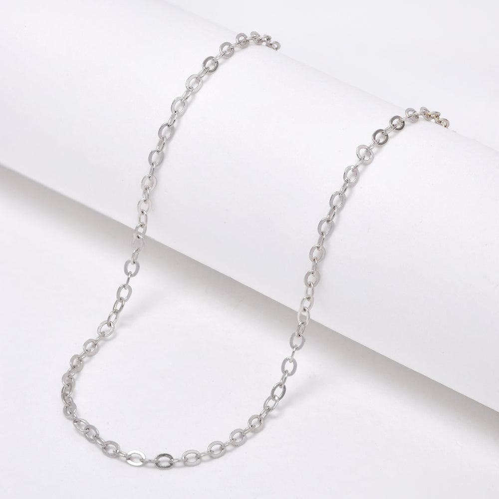 925 Silver 1.5mm x 41+6cm rhodium plated anchor chain - SN1086