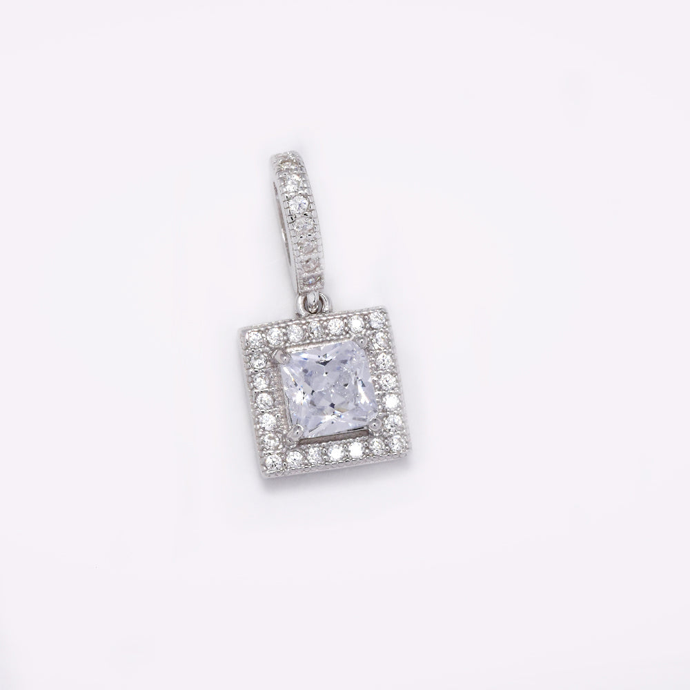925 Silver cubic zirconia square pendant - SP1076