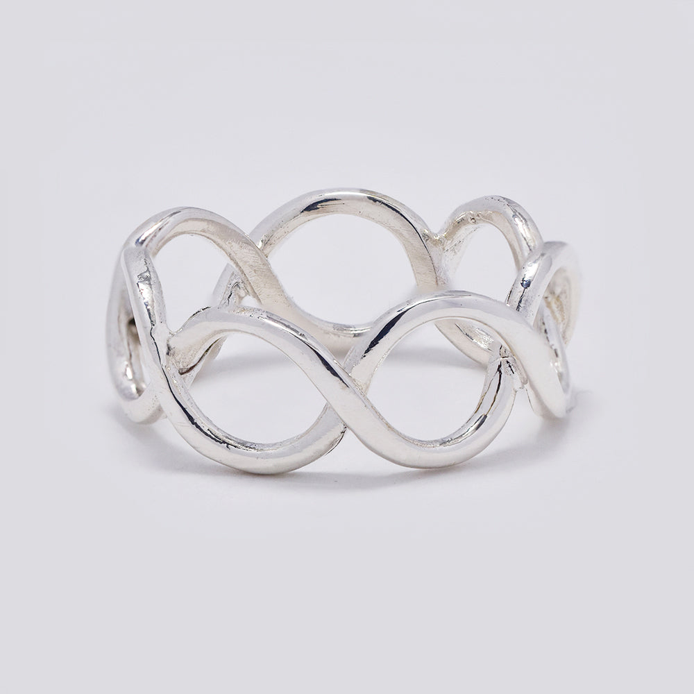 925 Silver broad infinity band ring