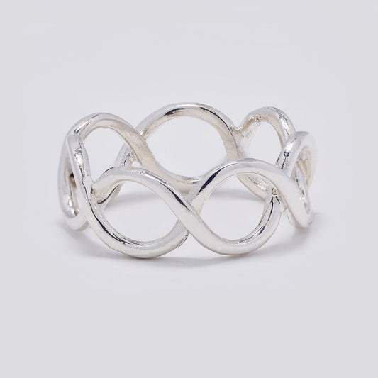 925 Silver broad infinity band ring - SR1068