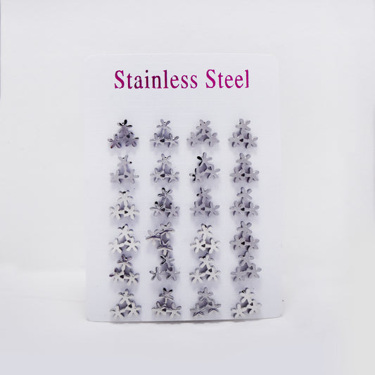 12 pack Stainless steel triple flower stud - SSAE1024