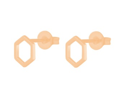 Stainless steel rose gold cutout hexagon stud - SSAE1036