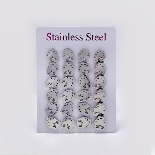 12 pack Stainless steel owl stud