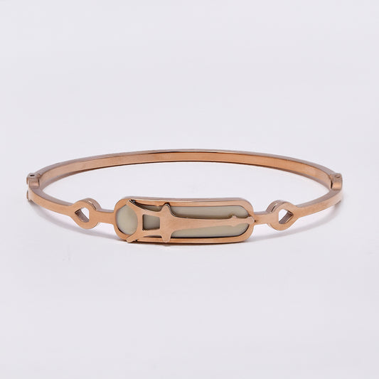 Stainless steel rose gold Eiffel tower ID cuff bracelet - SSB3244