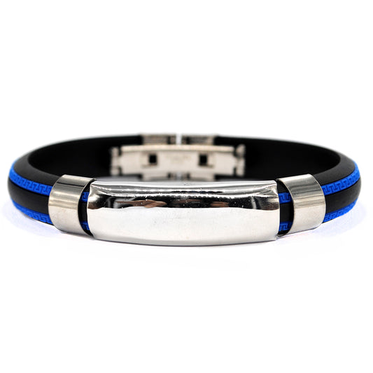 Stainless steel and rubber two tone ID bracelet - SSB3301