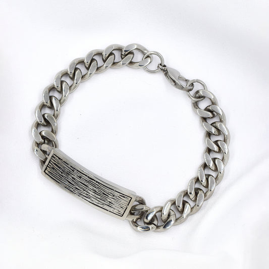 Stainless steel broad link chain ID bracelet - SSB3440