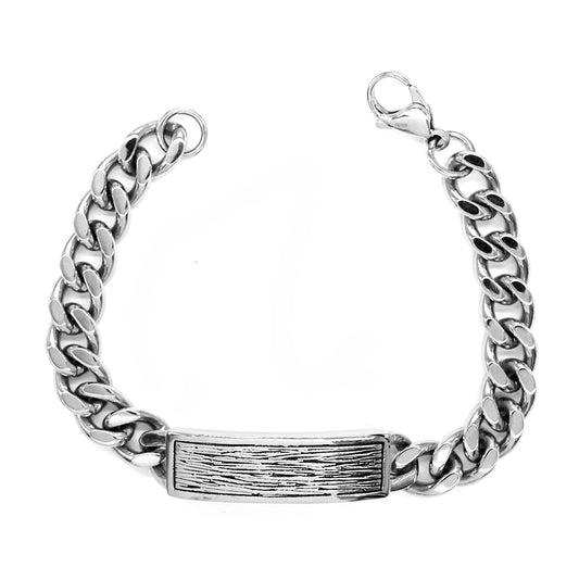 Stainless steel broad link chain ID bracelet - SSB3440