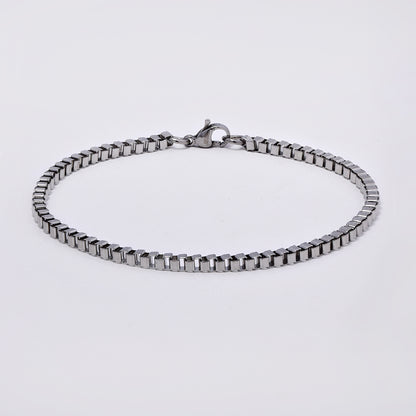Stainless steel 2 pack box bracelet - 3mm x 22cm - SSBOX-3X22