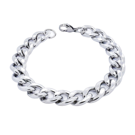 Stainless steel 11mm X 21cm curb bracelet - SSCURB-S-11X21