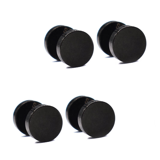 2 Pack stainless steel black 8mm dumbbell earrings - SSE2866