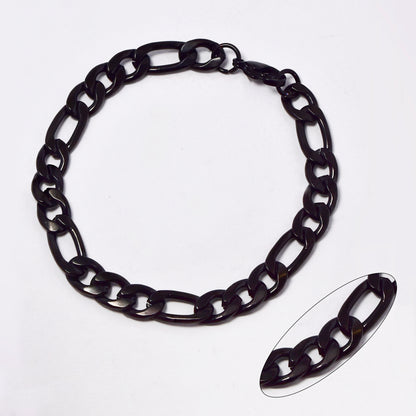 Stainless steel black 22cm x 8.5mm figaro bracelet - SSFIG-8.5X22